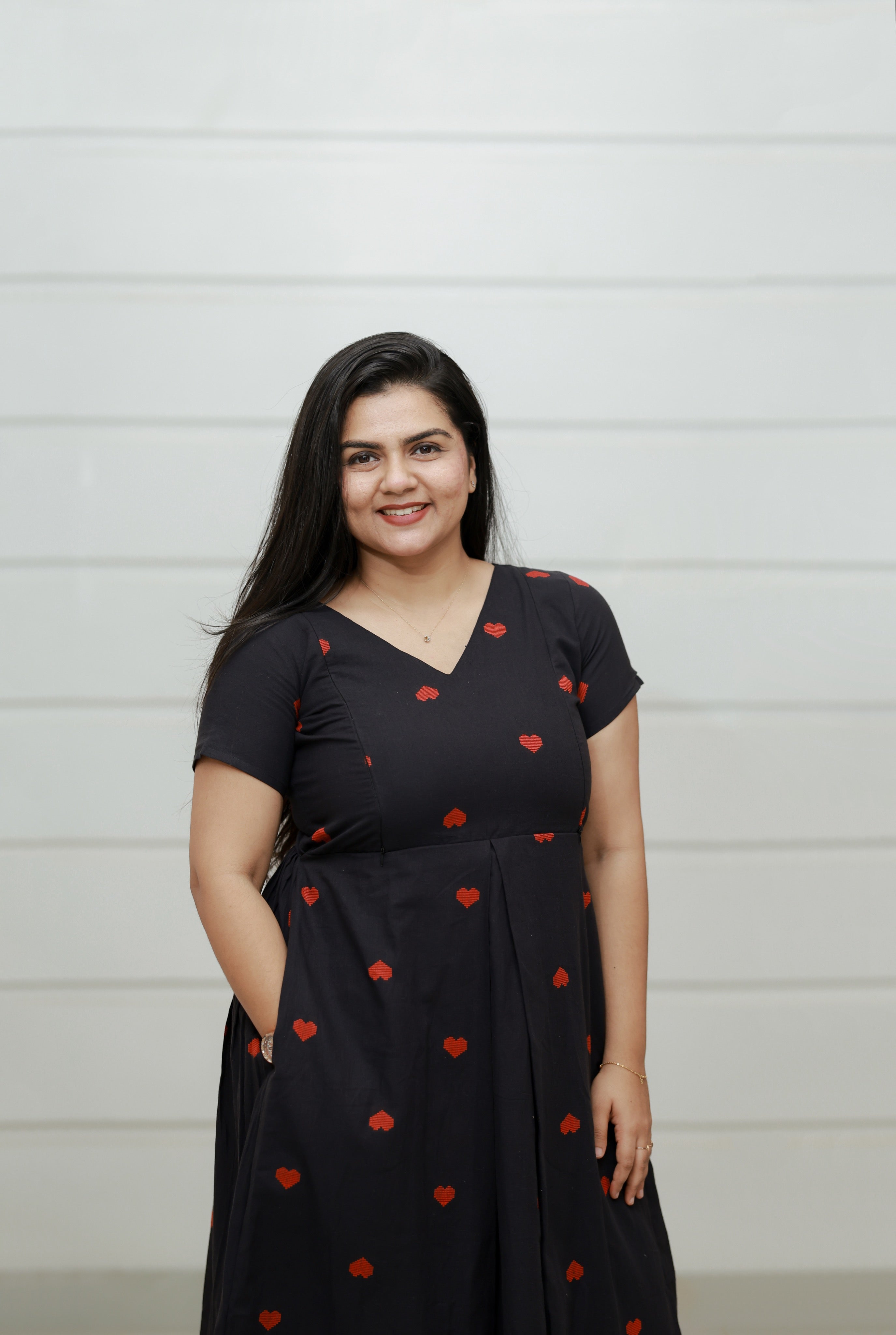 TWF1001- Hearts on Black Feeding Dress