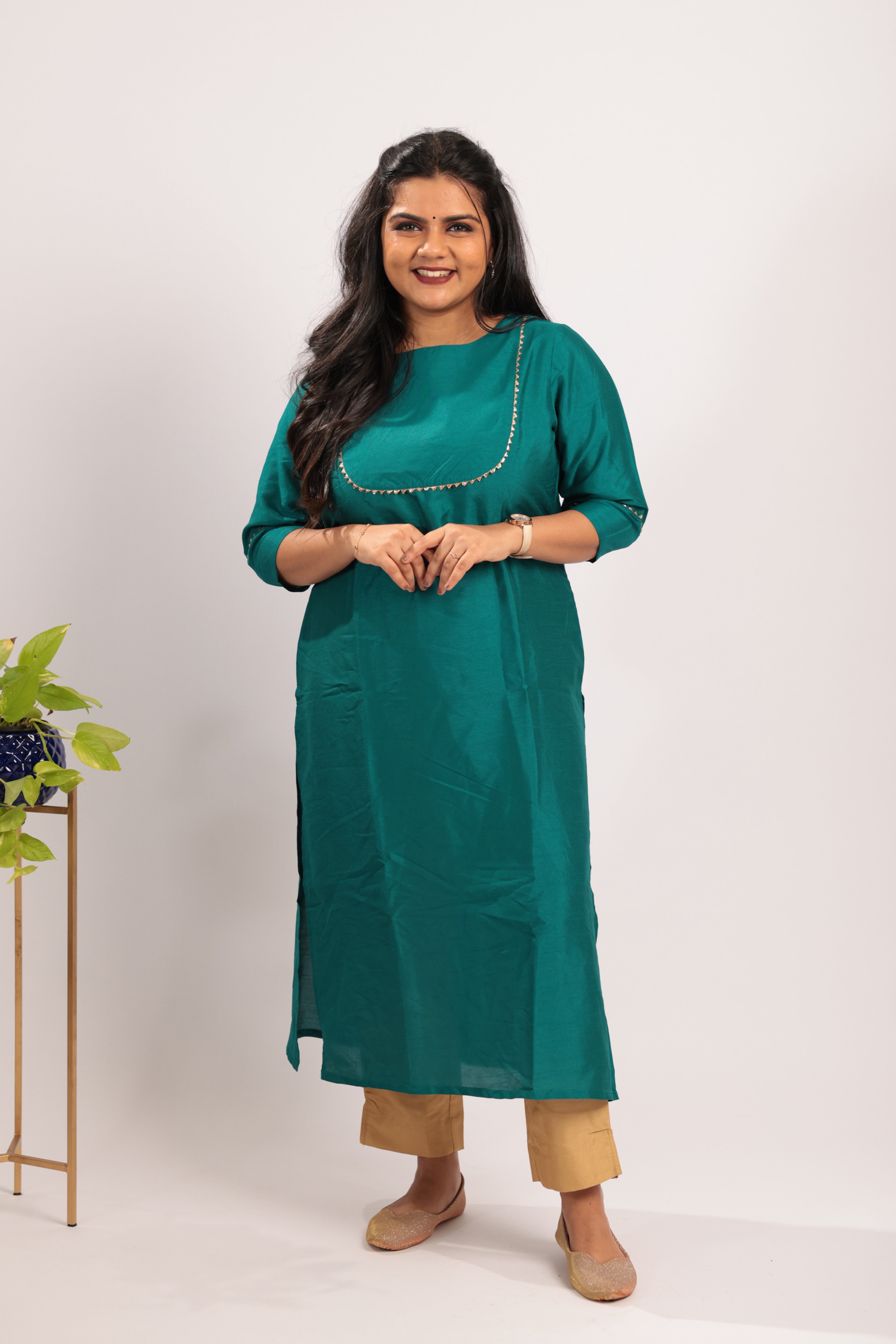 TW1S103 - Bottle Green Silk Blend Kurta Set