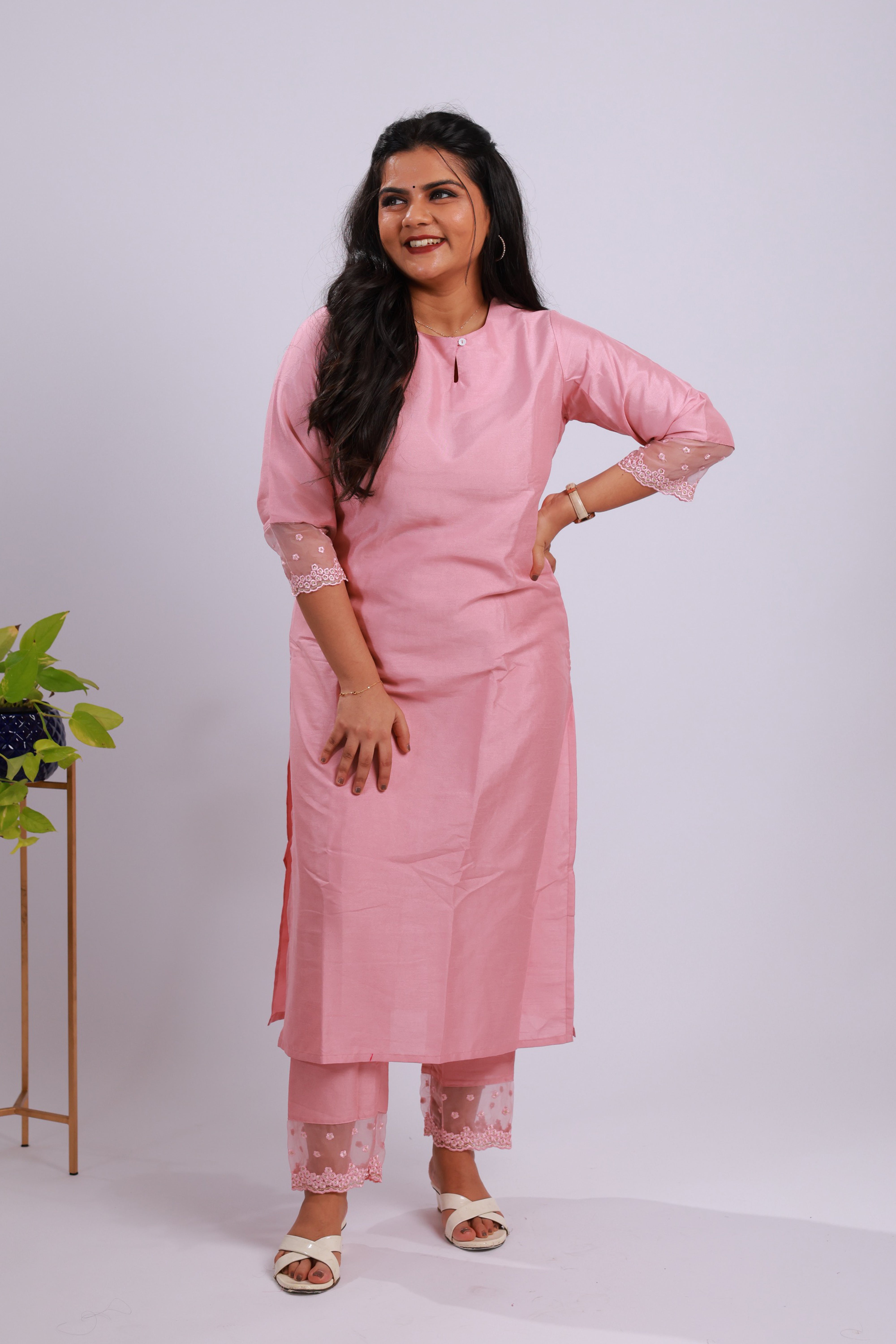 TW1S101 - Pink Silk Blend Kurta Set