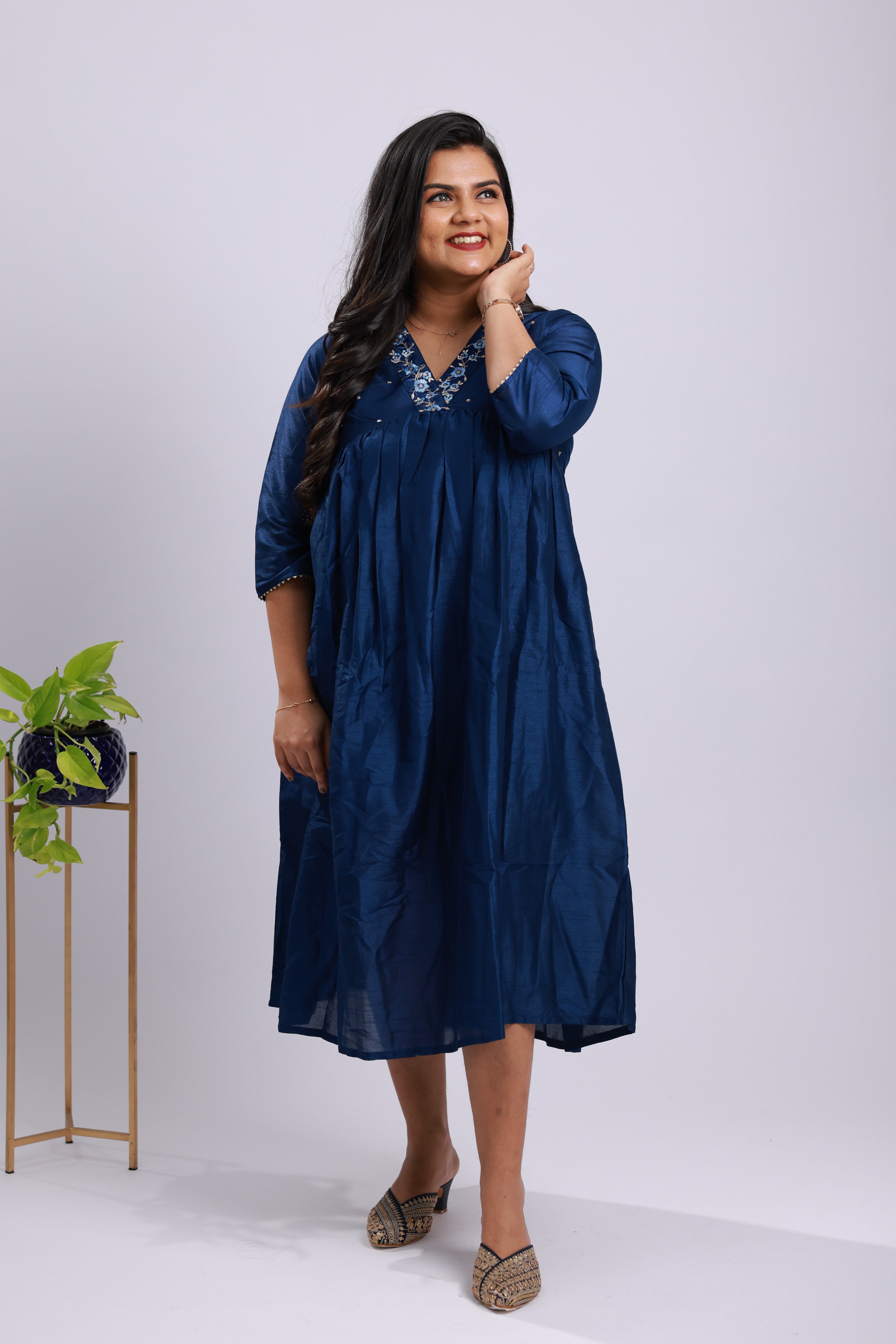TWK101 - Midnight Bloom Silk Blend Kurta