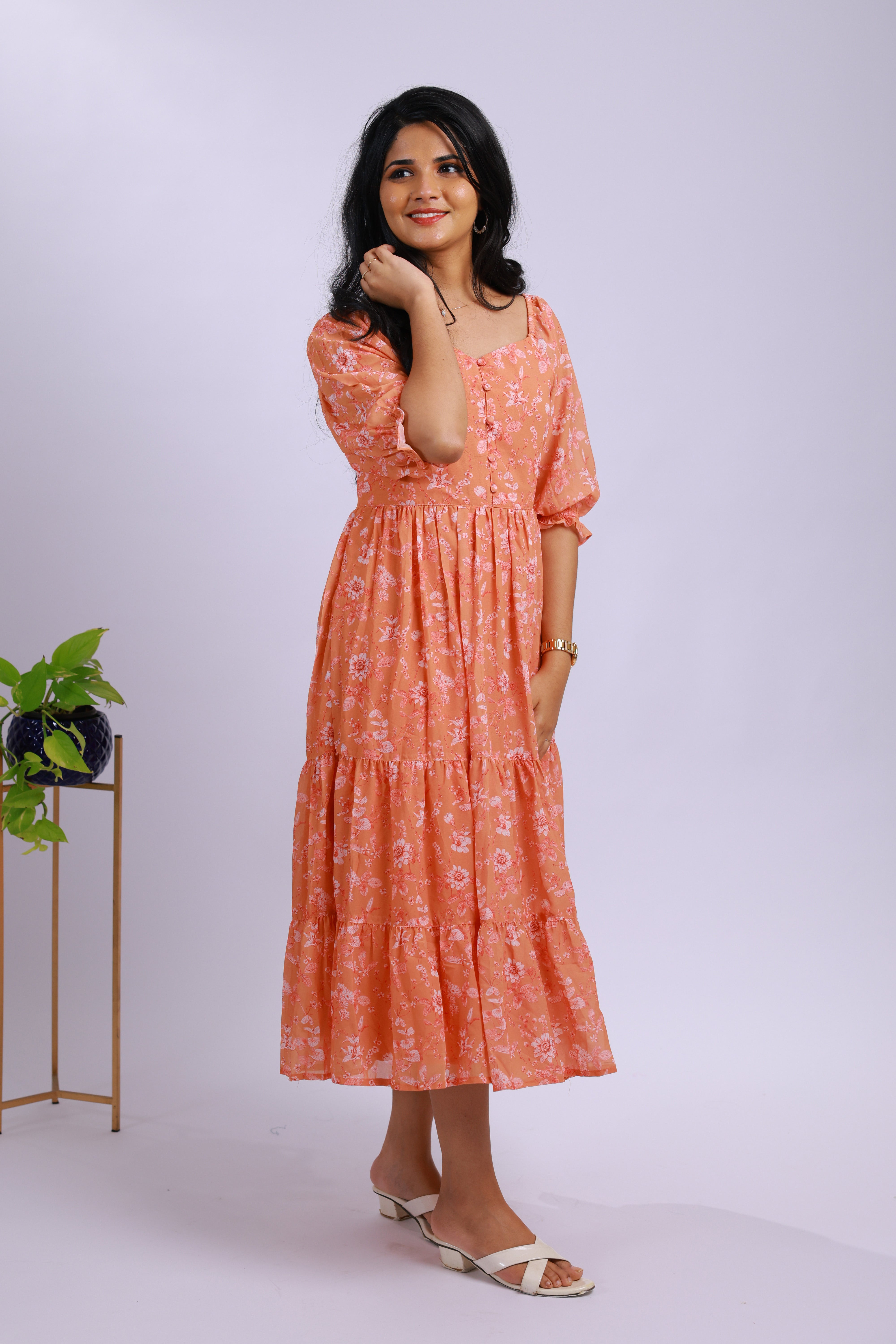 TWD113 - Georgette Tiered Midi Dress