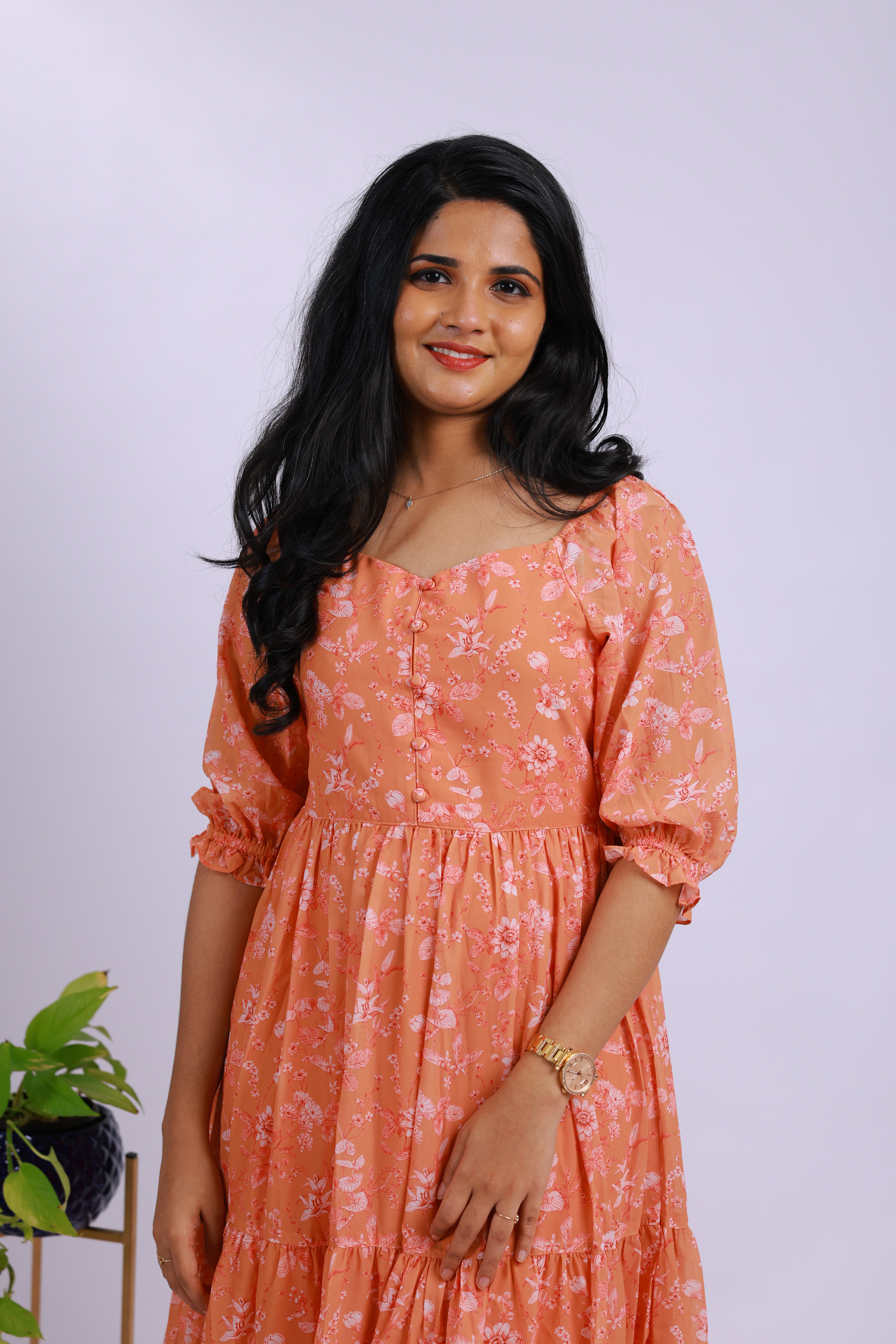 TWD113 - Georgette Tiered Midi Dress