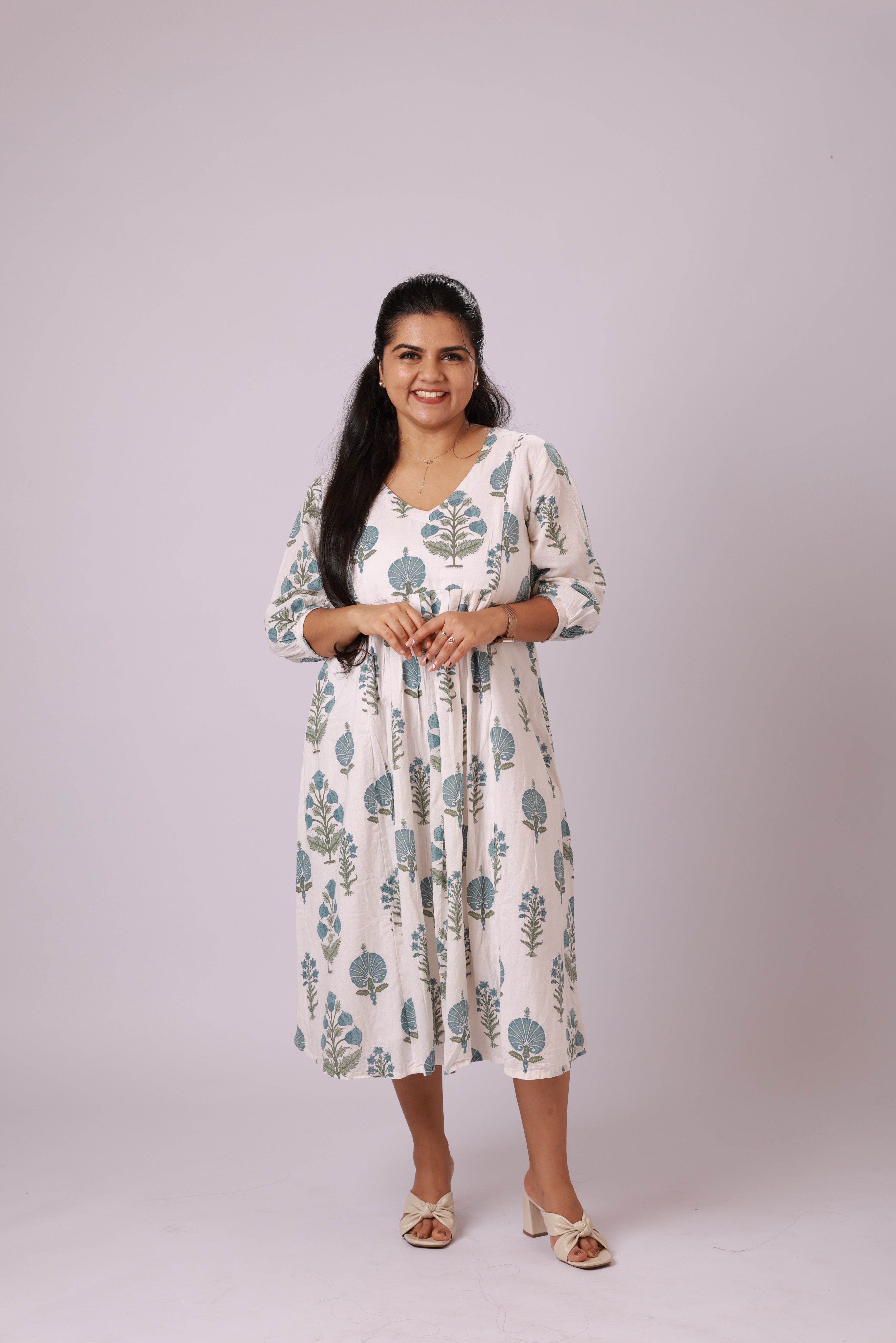 TF26109 - Ivory Meadow Cotton Midi Dress