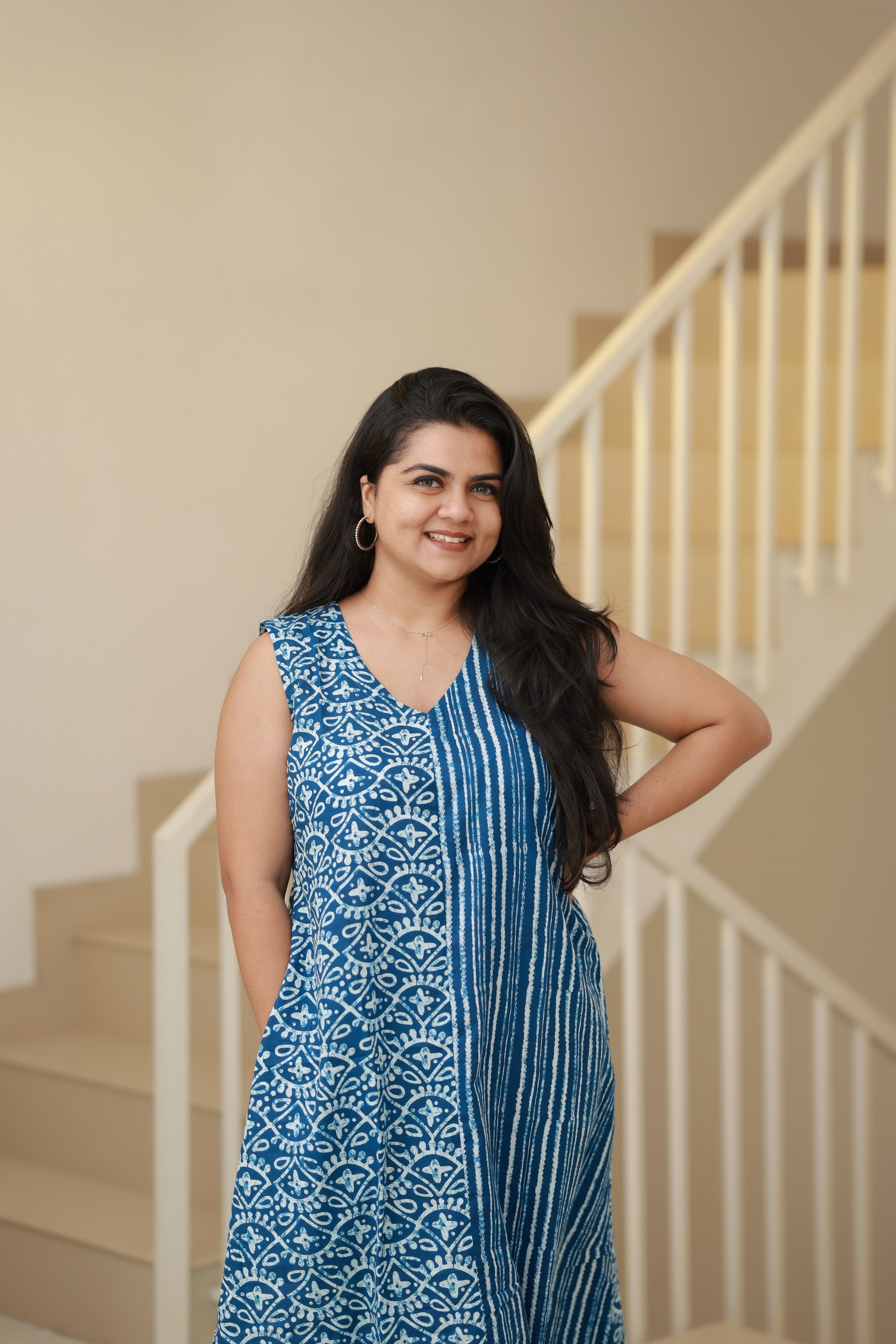 Indigo Blend Midi Dress | Feeding friendly