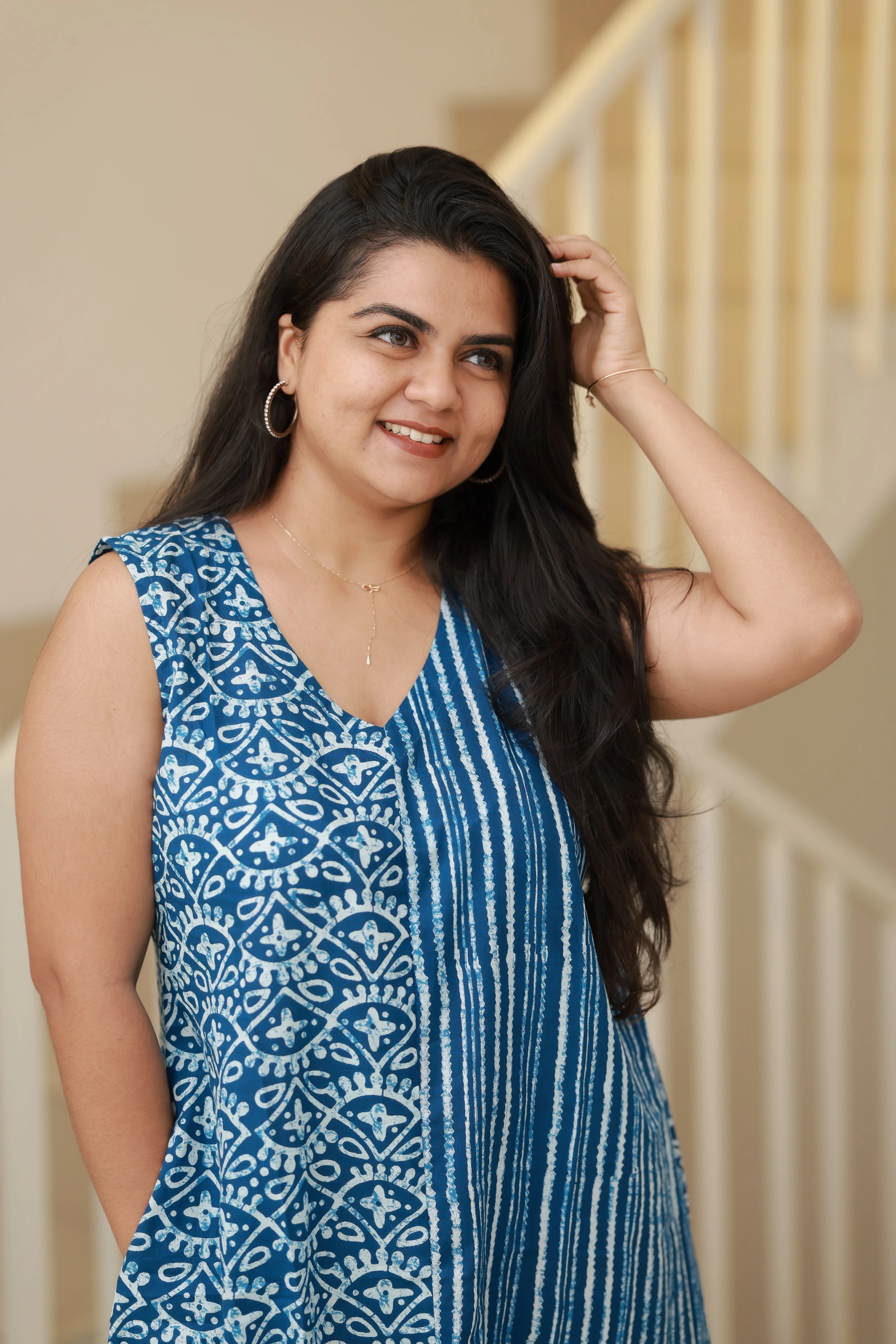 Indigo Blend Midi Dress | Feeding friendly