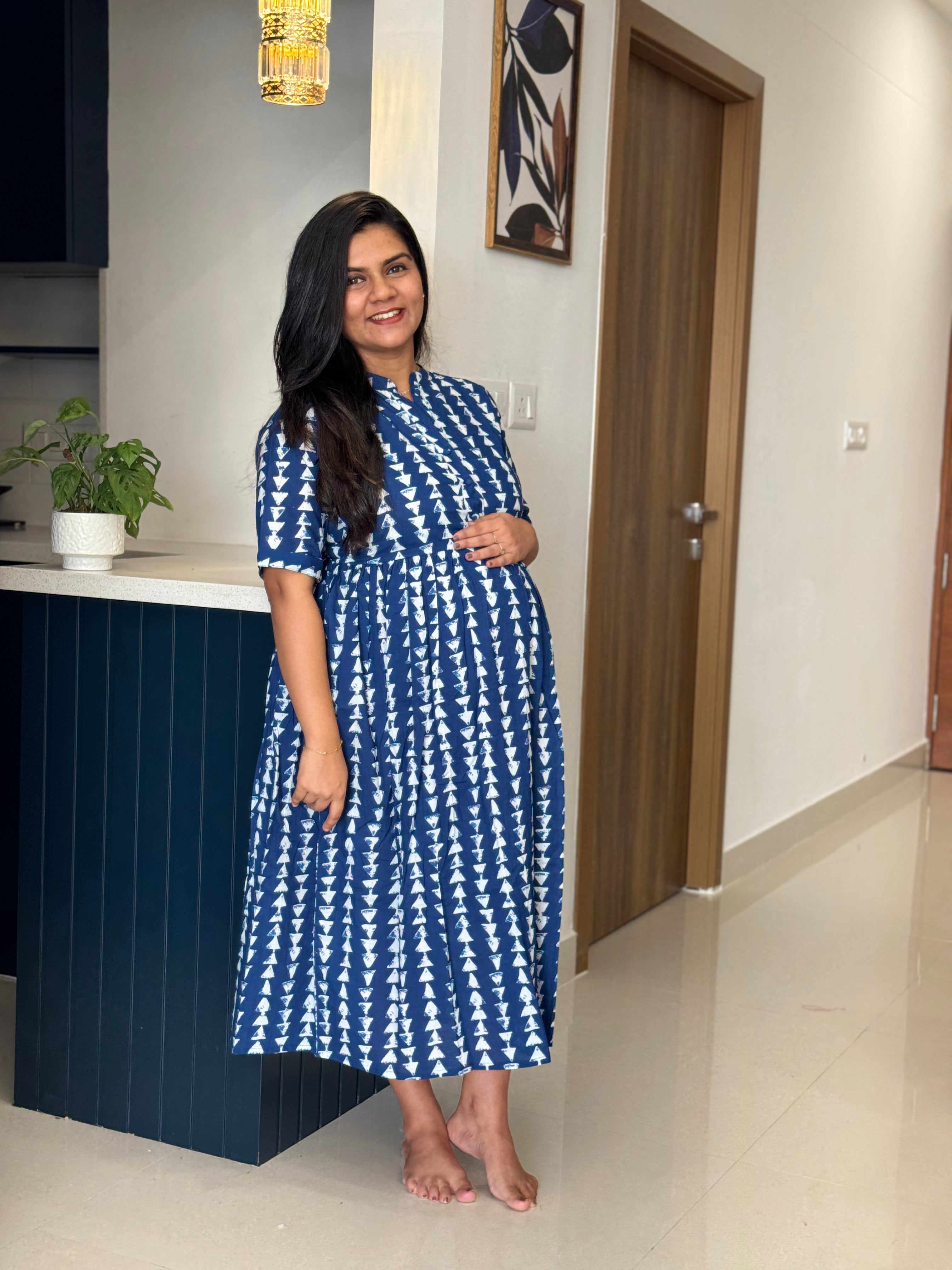 Front Open A line Maternity Dress - TWM007