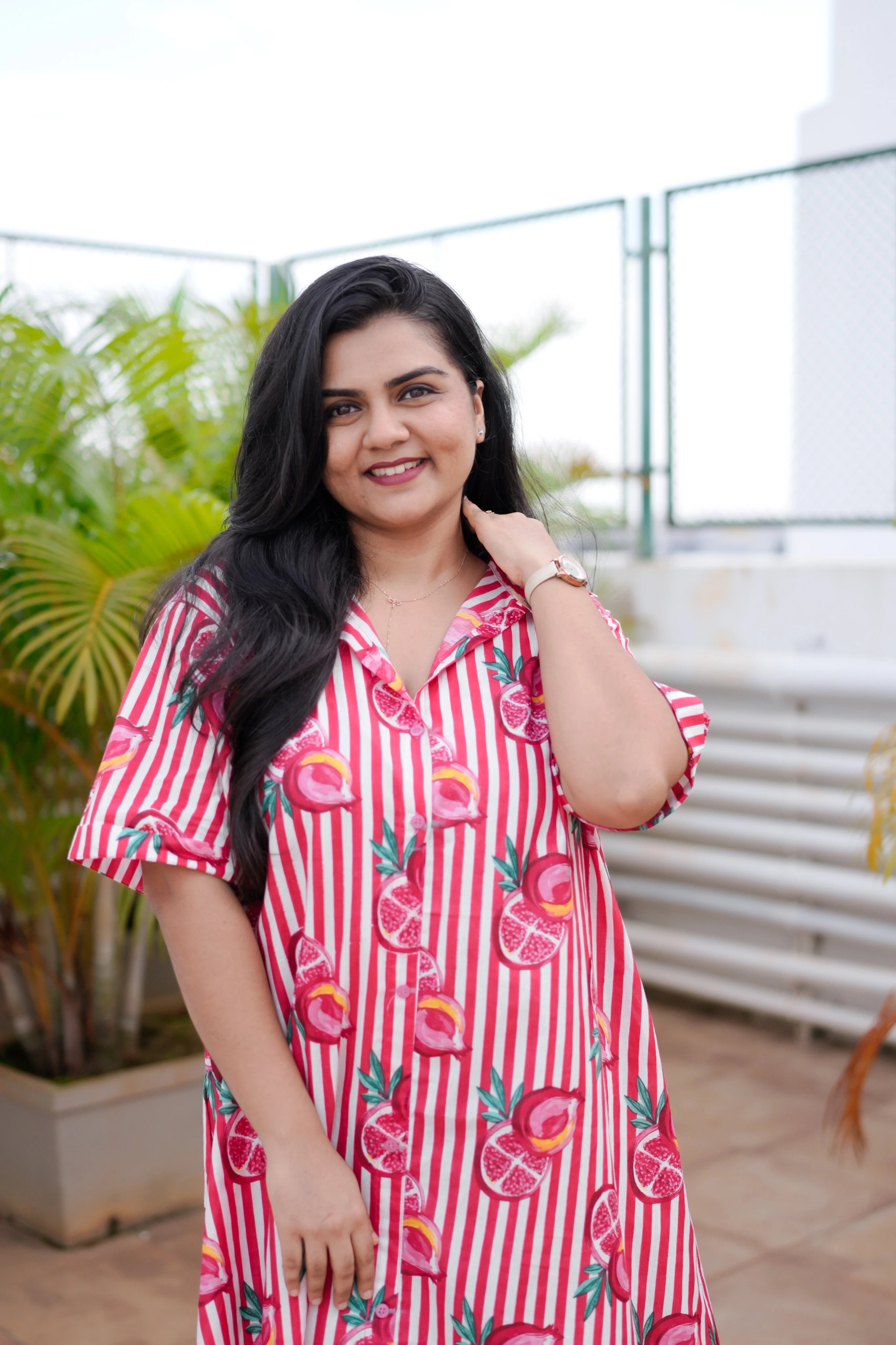 Berry Bliss Striped Free Size Dress