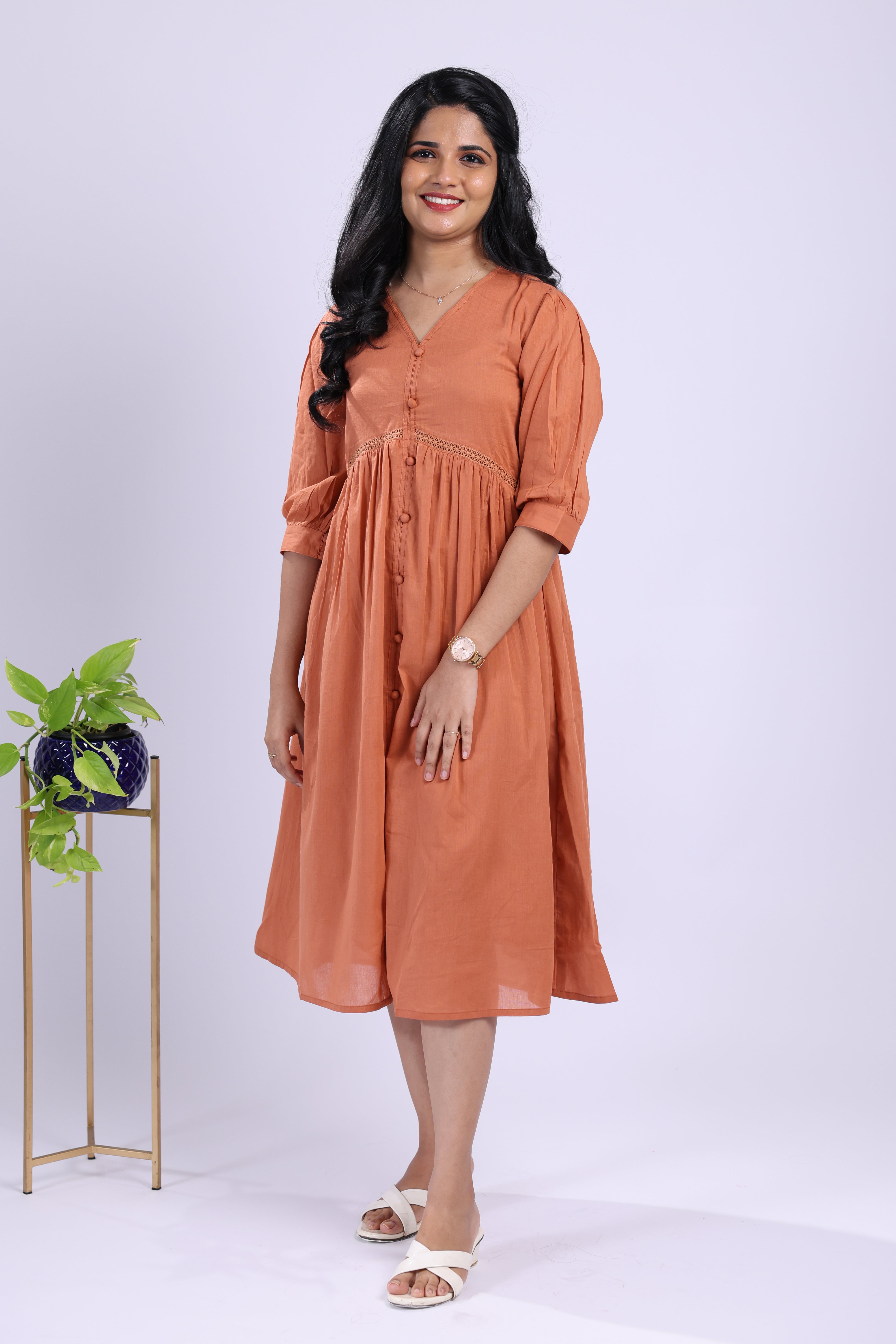 TWD103 - Cotton A-Line Midi Dress