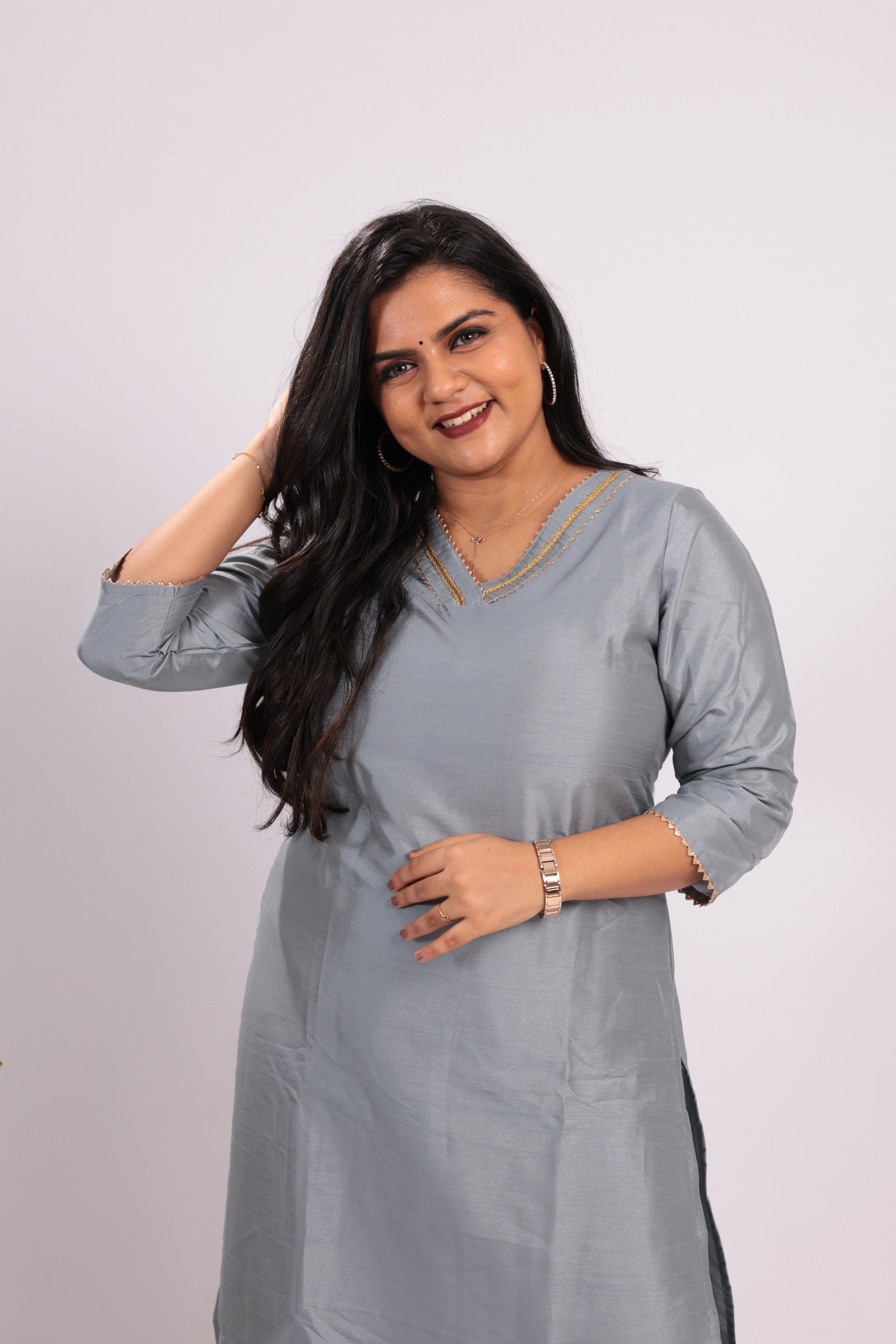 TWKS102 - Steel Grey Cotton Kurta Set