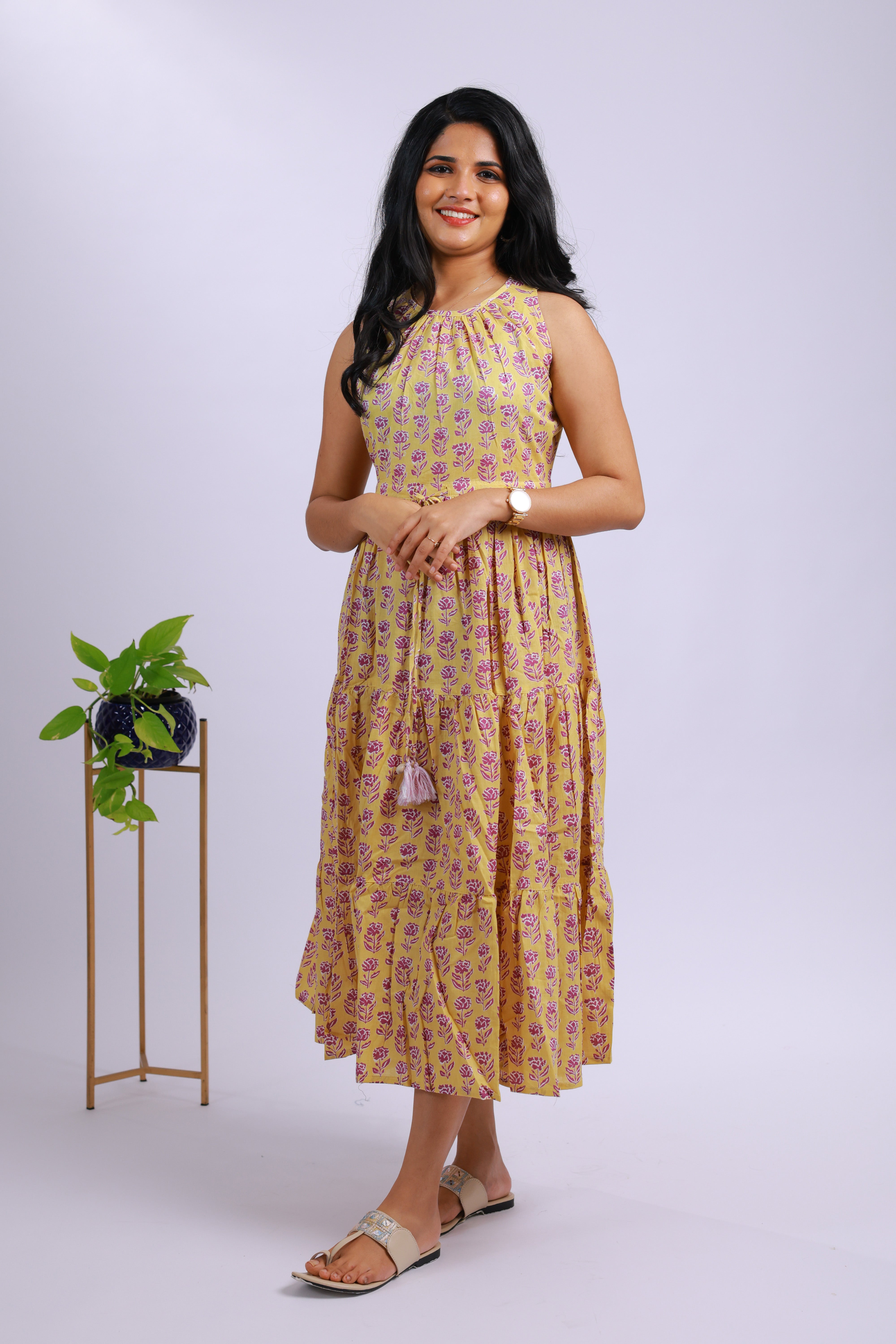 TWD111 - Yellow Bloom Cotton Dress