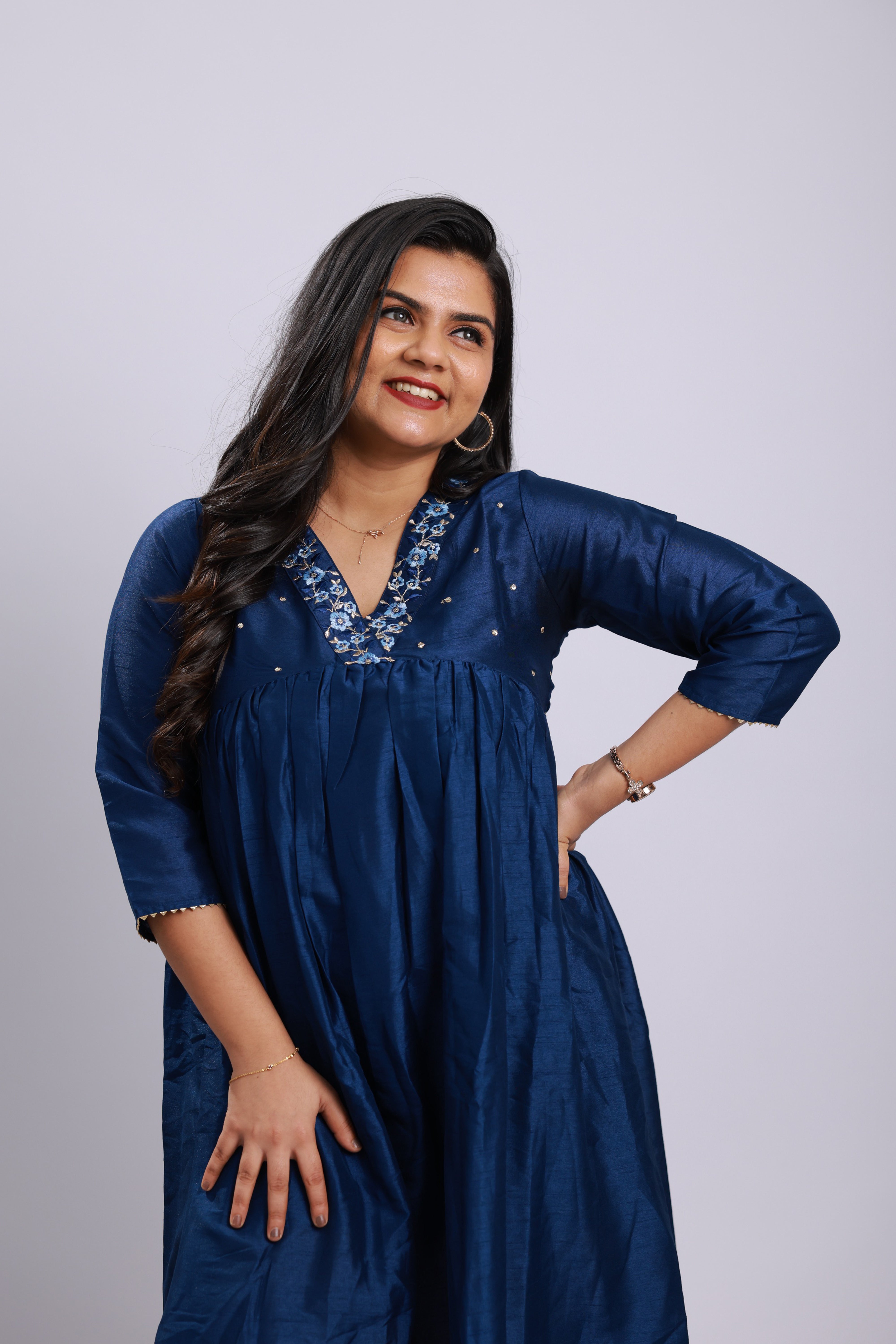 TWK101 - Midnight Bloom Silk Blend Kurta
