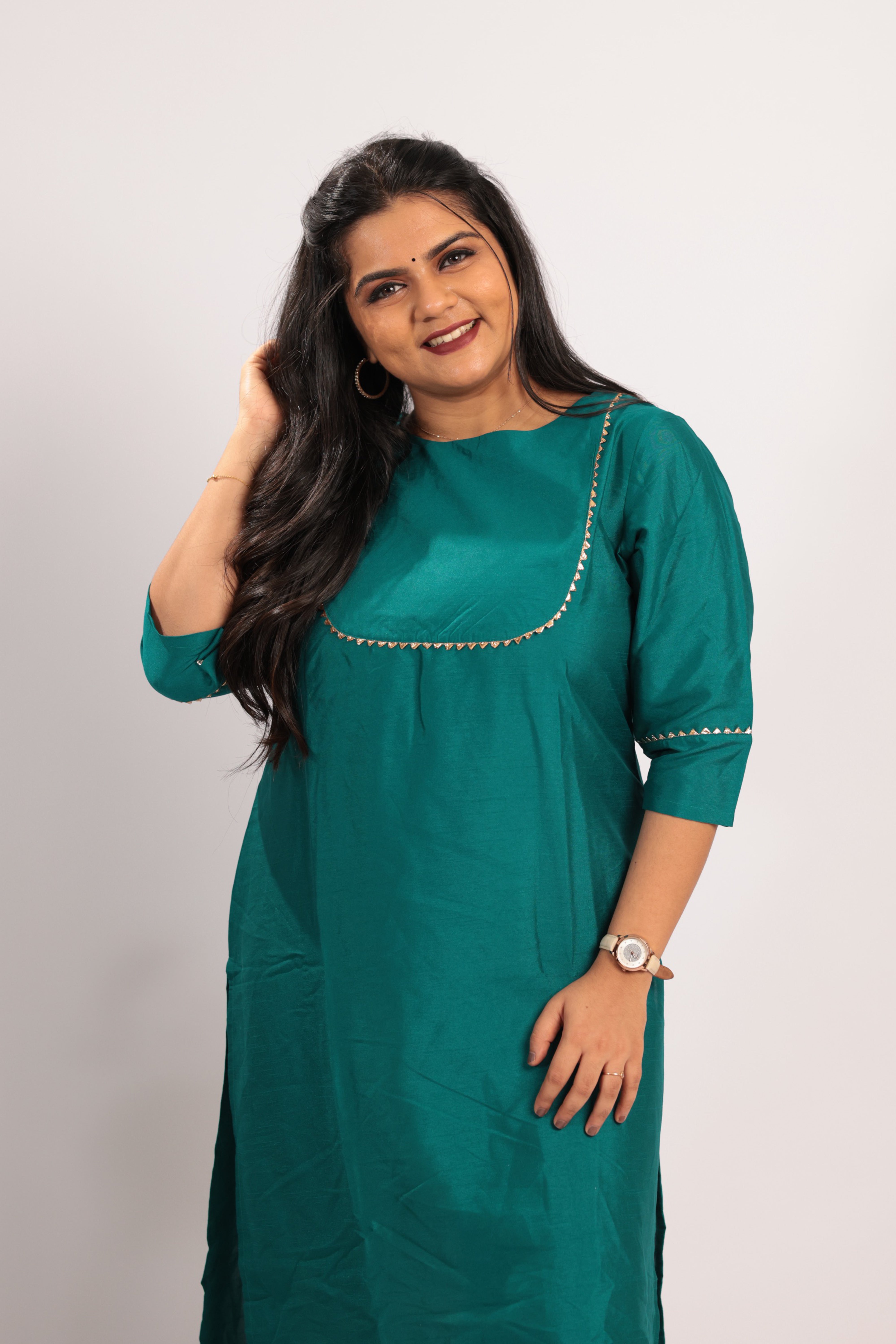 TW1S103 - Bottle Green Silk Blend Kurta Set