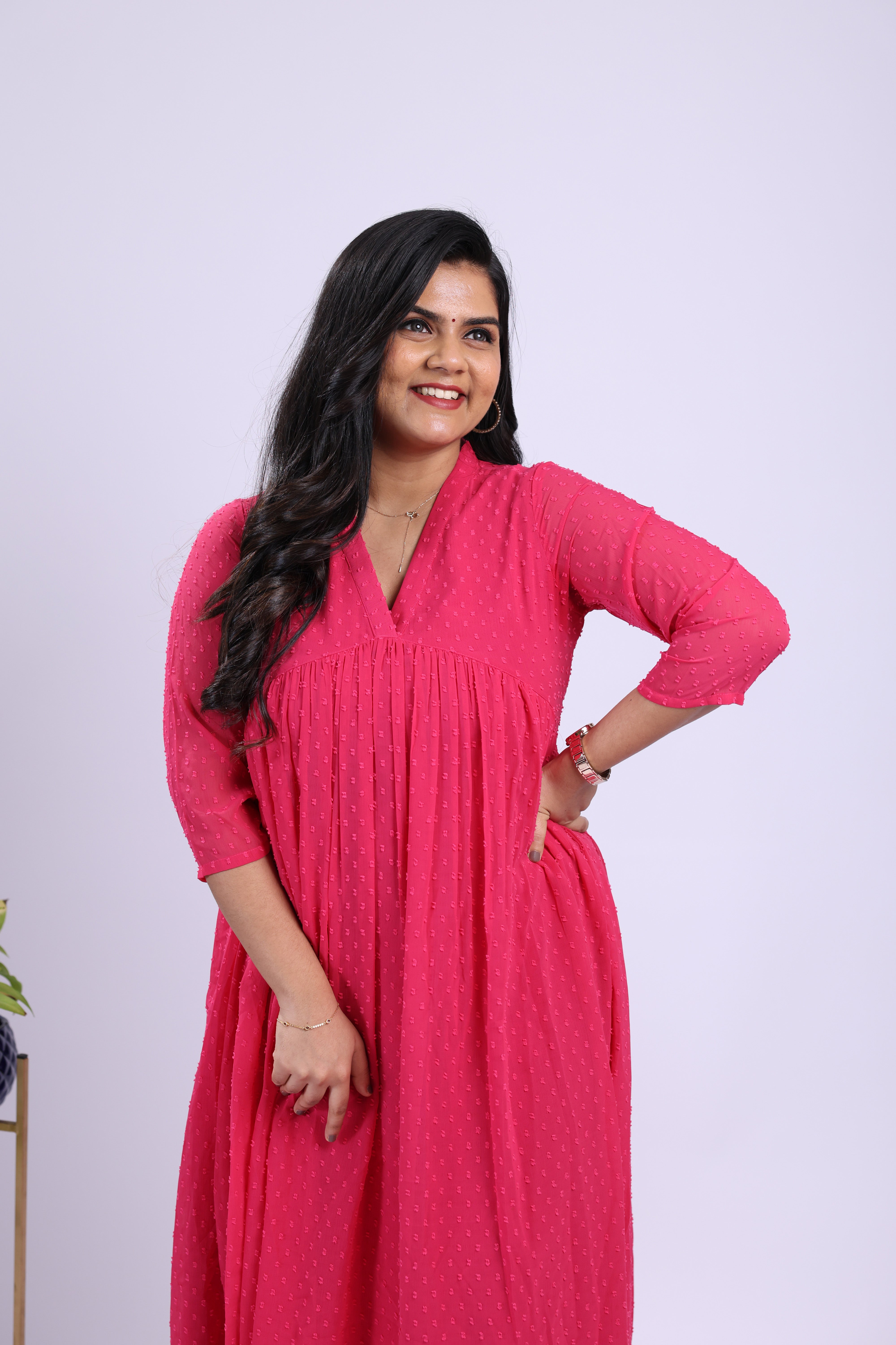 TWK104 - Berry Bloom Chiffon Kurta