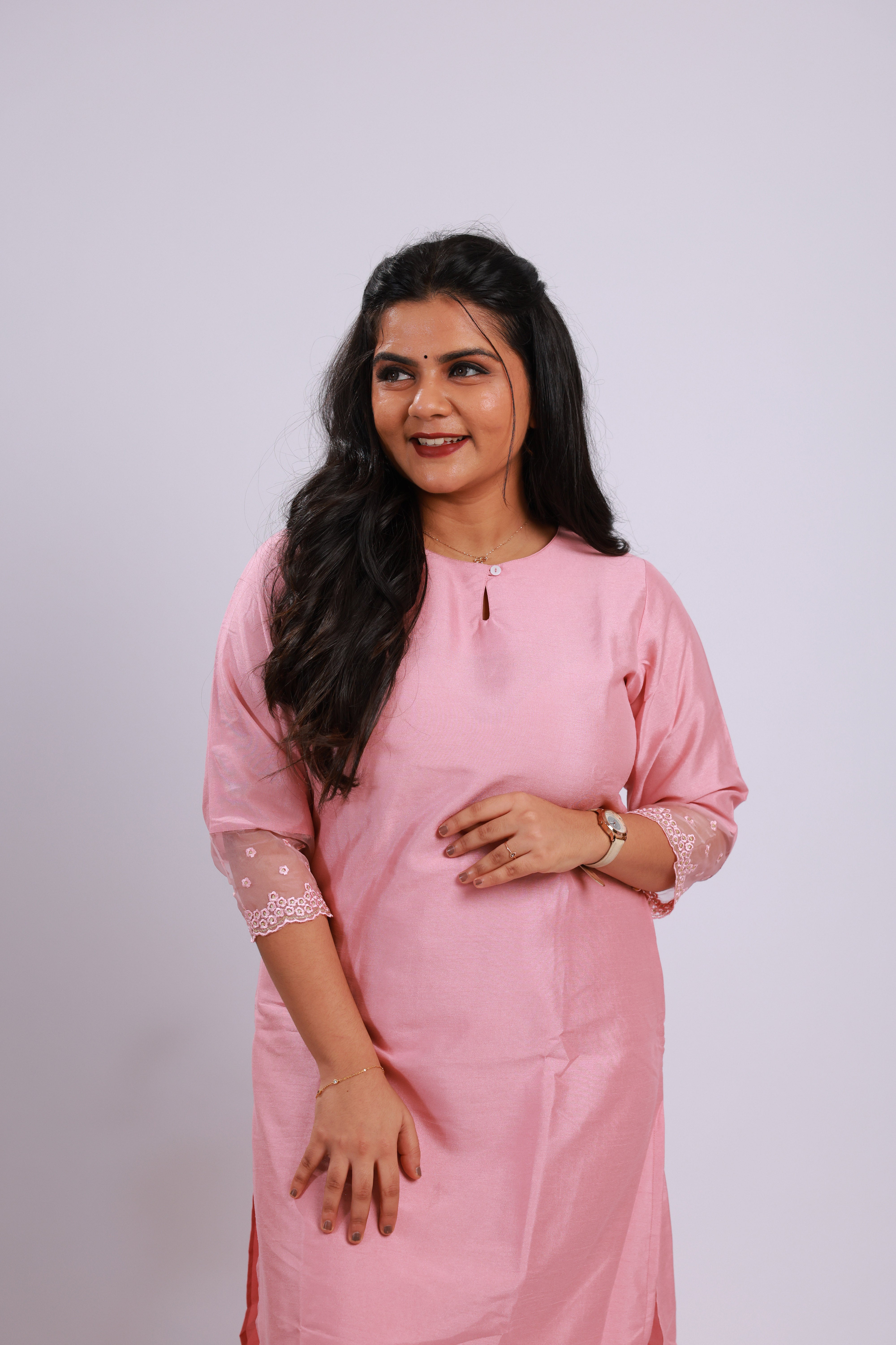 TW1S101 - Pink Silk Blend Kurta Set