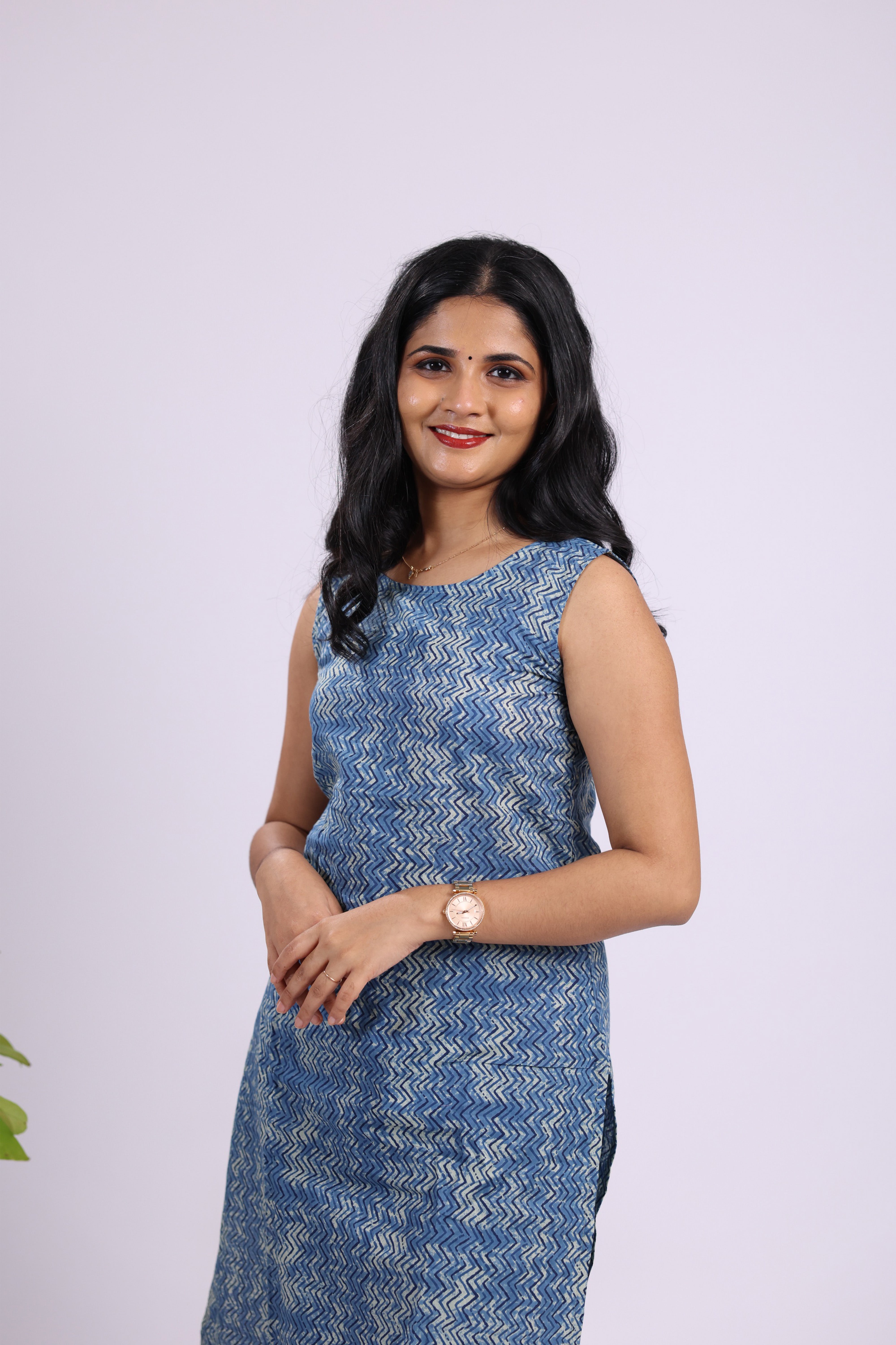 TWKS106 - Indigo Zigzag Printed Cotton Kurta Set