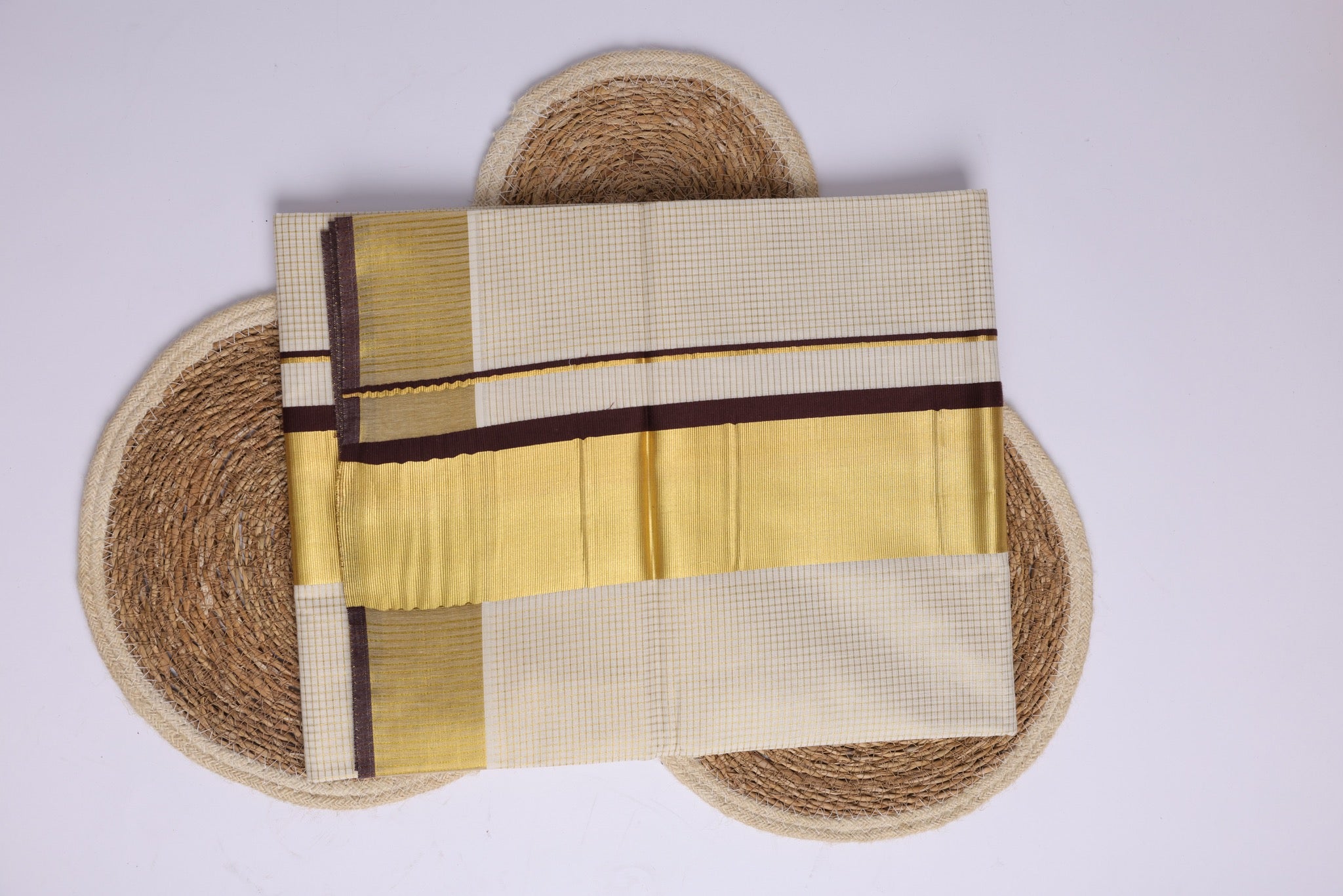 TWOS102 - Brown  - Kerala Onam Saree