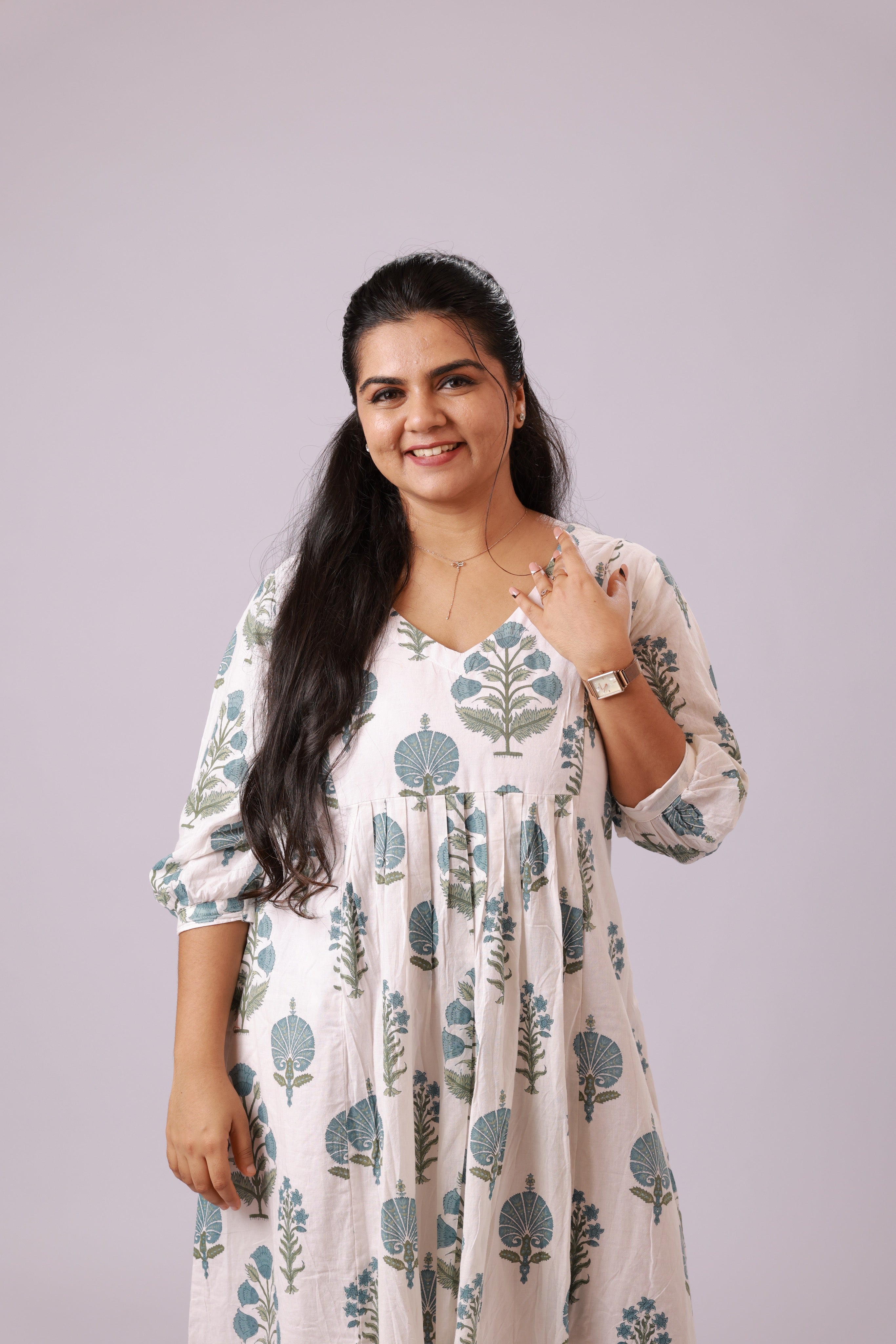 TF26109 - Ivory Meadow Cotton Midi Dress