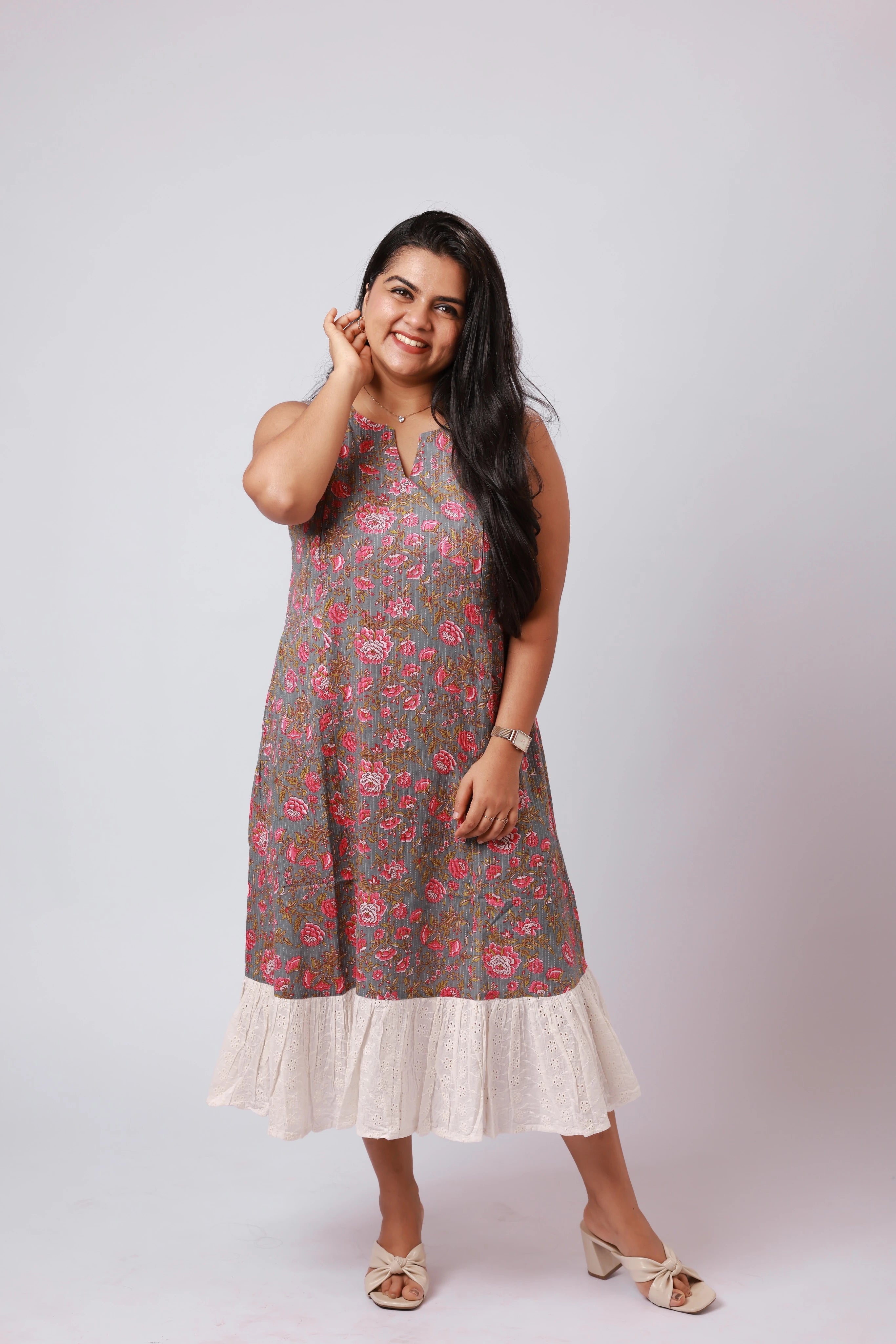 TF26104 -Rose Mist Floral Cotton Dress