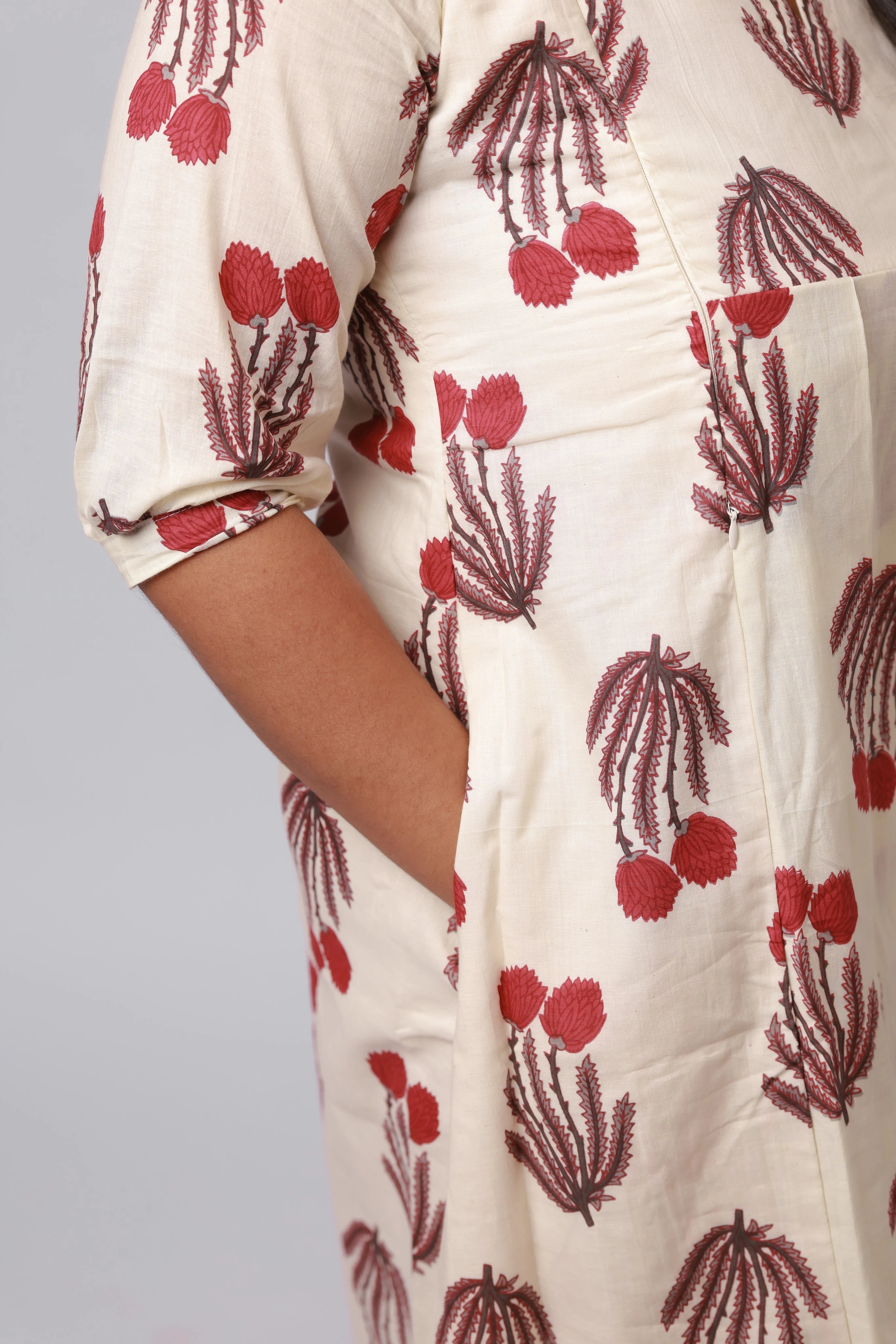 TF26106 -Ivory Blossom Printed A-Line Dress