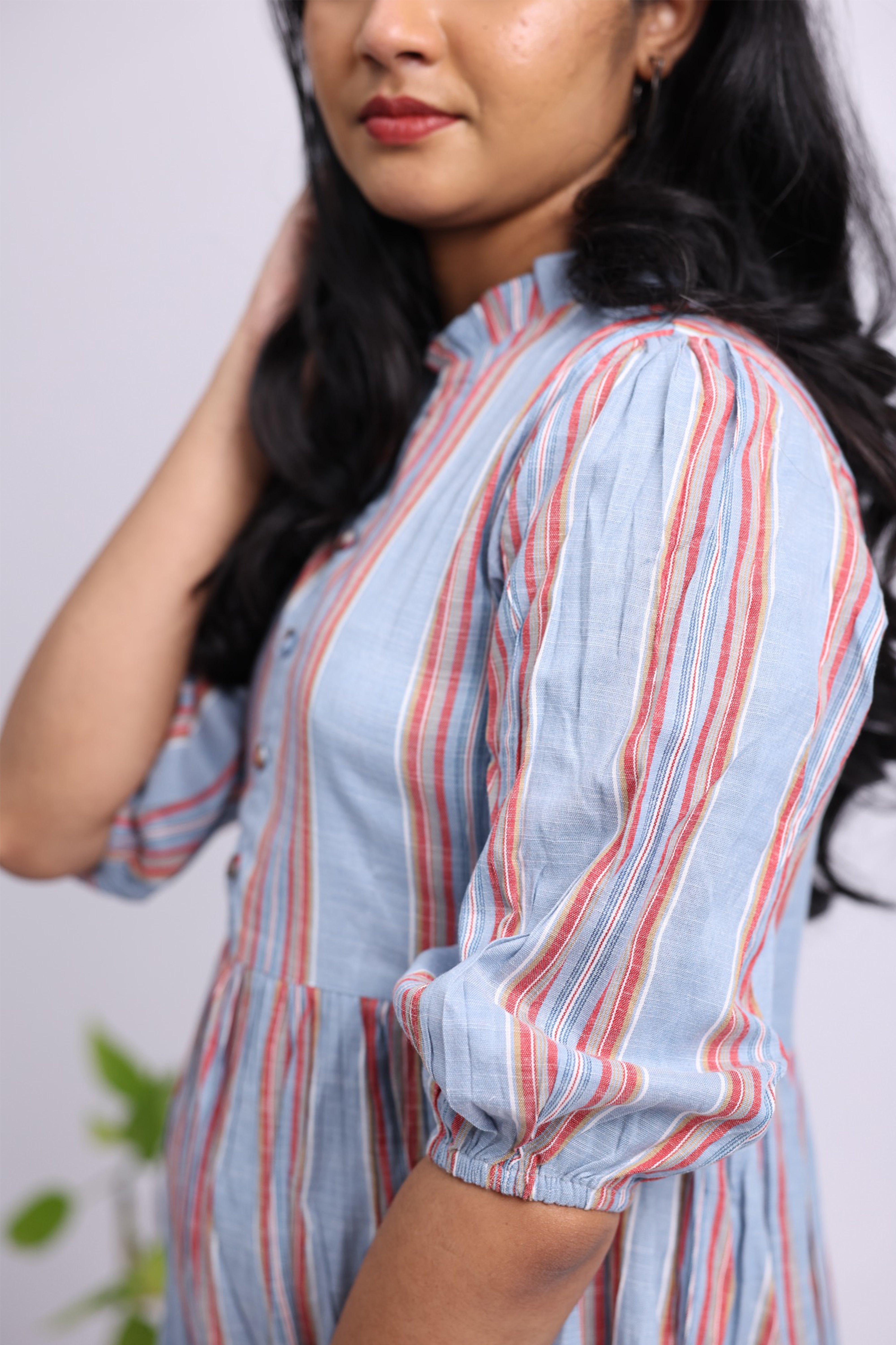TWD105 - Sky Stripe Cotton Blend Dress – Tanika Weaves