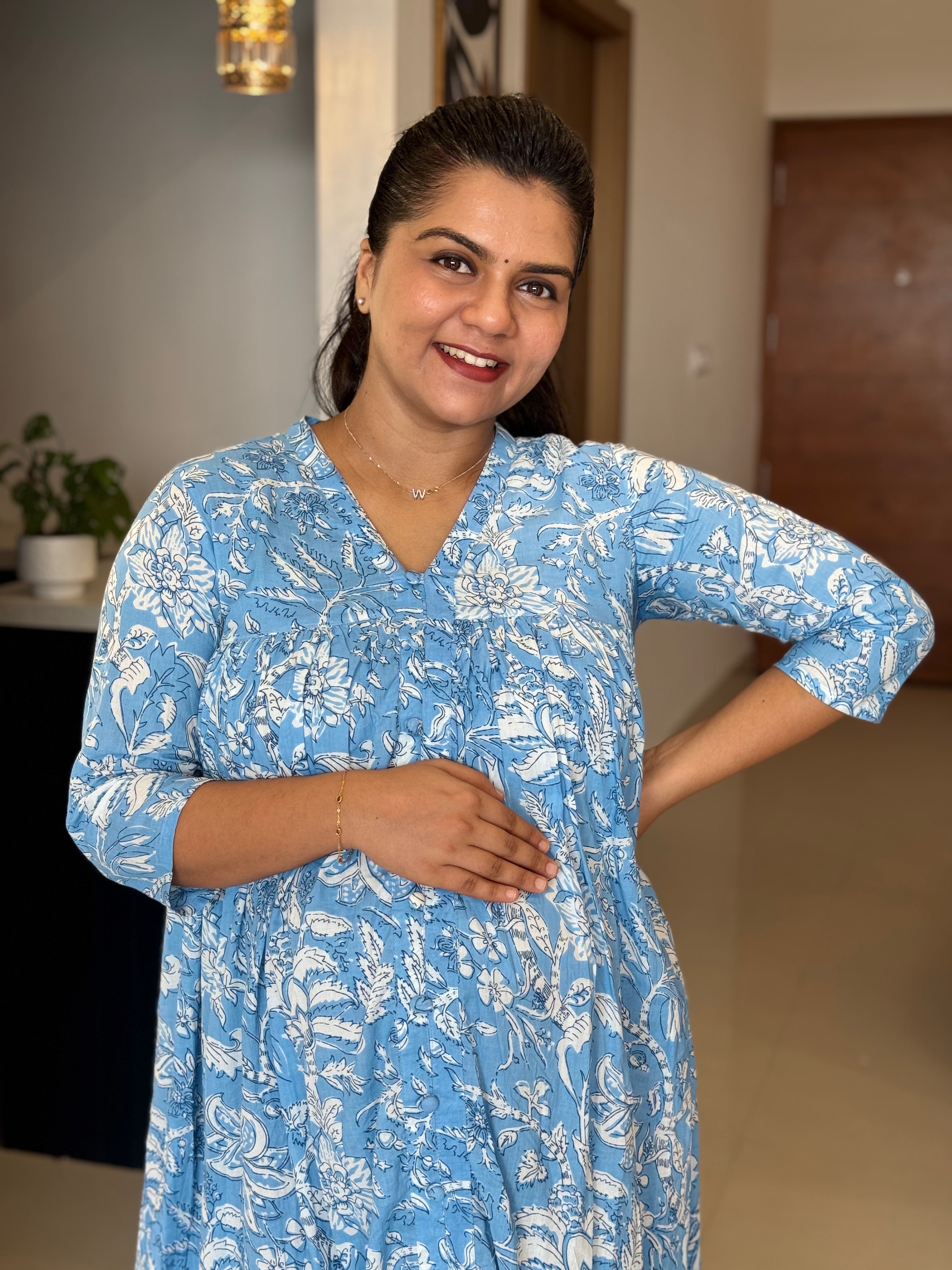 Front Open Feeding A line A maternity Dress - TWM010
