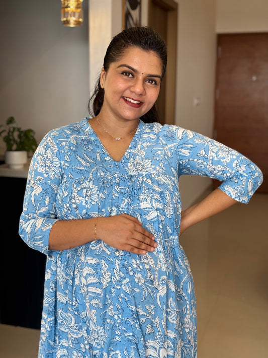Front Open Feeding A line A maternity Dress - TWM010