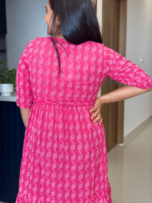 Side Zip Feeding A line Maternity Dress - TWM009