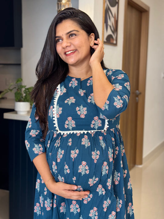Side Zip Feeding A line Maternity Kurti -TWM008