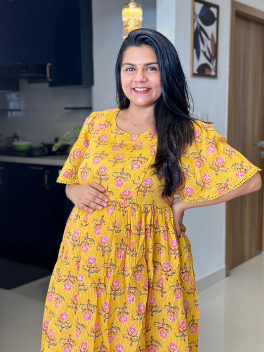 Side Zip open A line Kurti with Flared Sleeves - TWM004