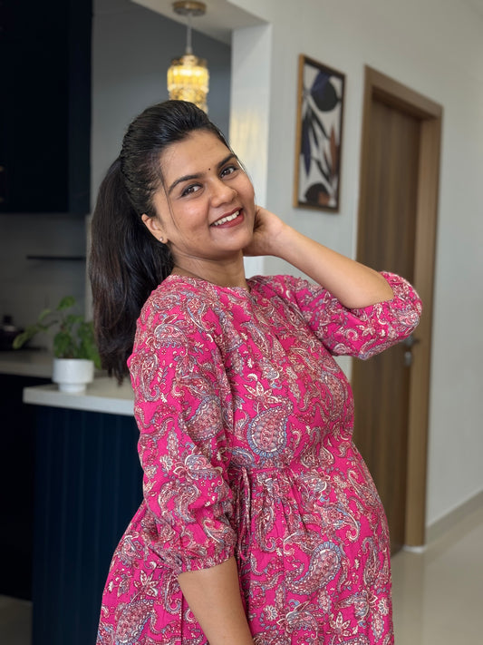 Floral A line Kurti With Knot - TWM001