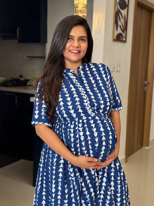 Front Open A line Maternity Dress - TWM007