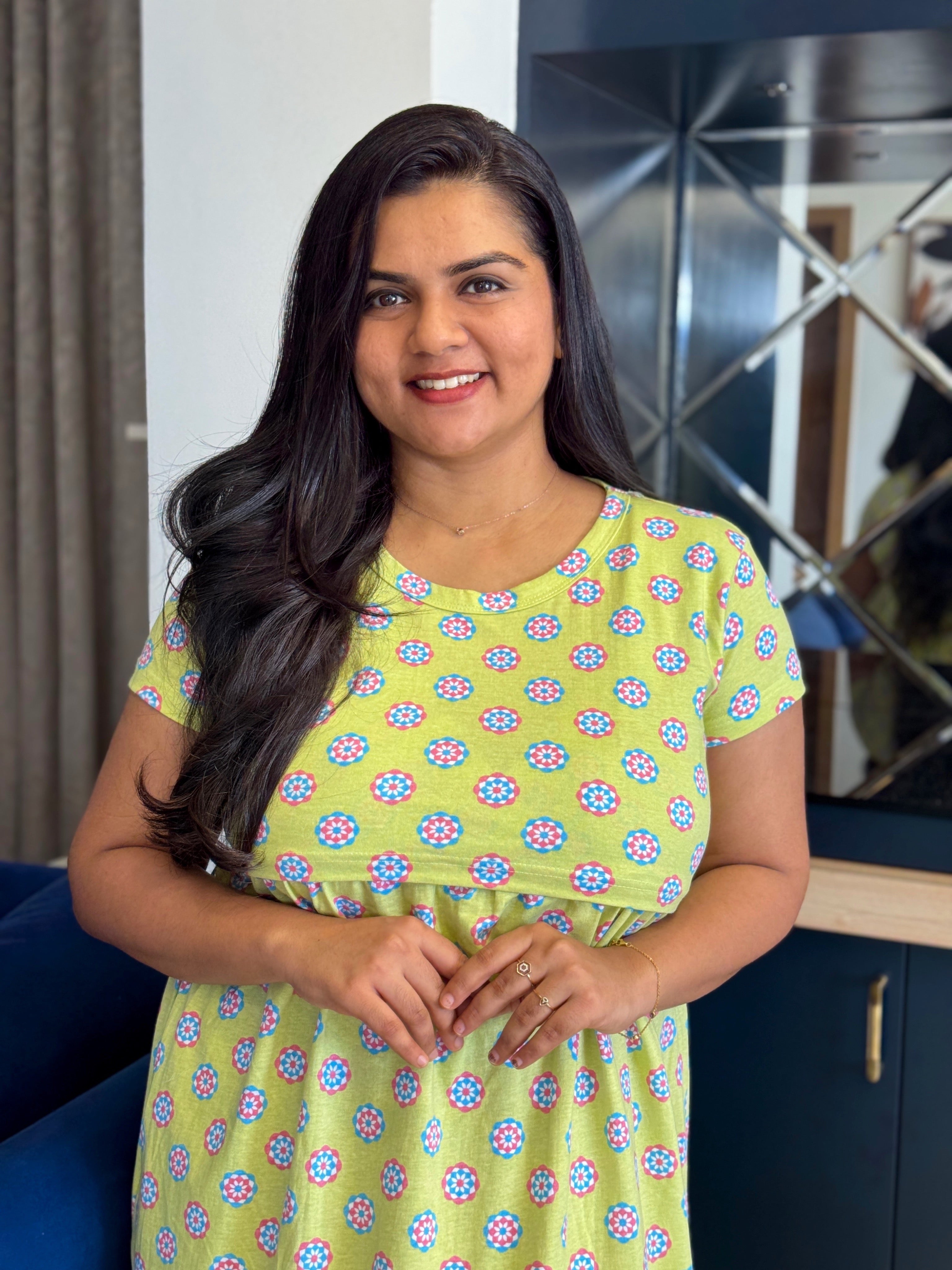 TWMZLF-1011 - Feeding Maternity Lounge Wear - Floral Rangoli design